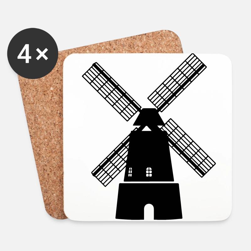 Windmühle mühle~~POS=HEADCOMP - Untersetzer (4er-Set) - Weiß