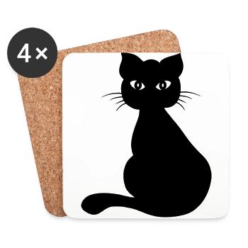 Cat - Coasters (set of 4) - white - Front