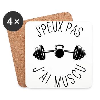 J'peux pas, j'ai muscu - Dessous de verre (lot de 4) - blanc - Devant