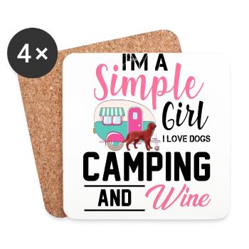 I'm Simple Girl I Love Dogs Camping and Wine - Coasters (set of 4) - white - Front