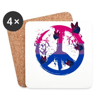 Papillon bisexuel Paix - Dessous de verre (lot de 4) - blanc - Devant
