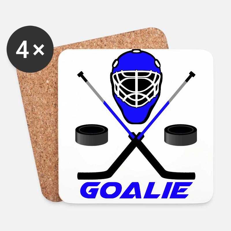 Eishockey Goalie blau - Untersetzer (4er-Set) - Weiß