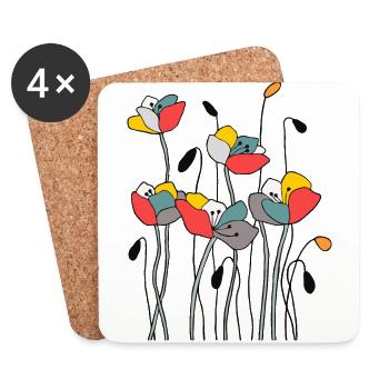 Blumen - Untersetzer (4er-Set) - Weiß - Vorne