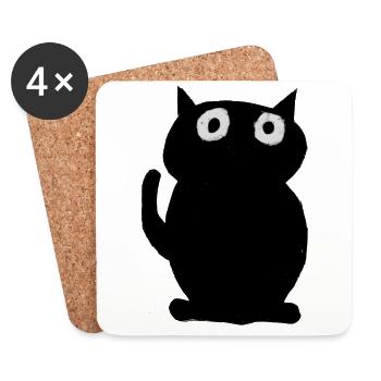 black cat - Coasters (set of 4) - white - Front