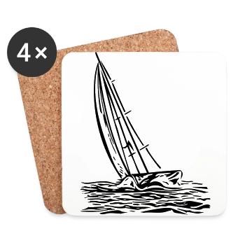 Voilier au vent - Dessous de verre (lot de 4) - blanc - Devant