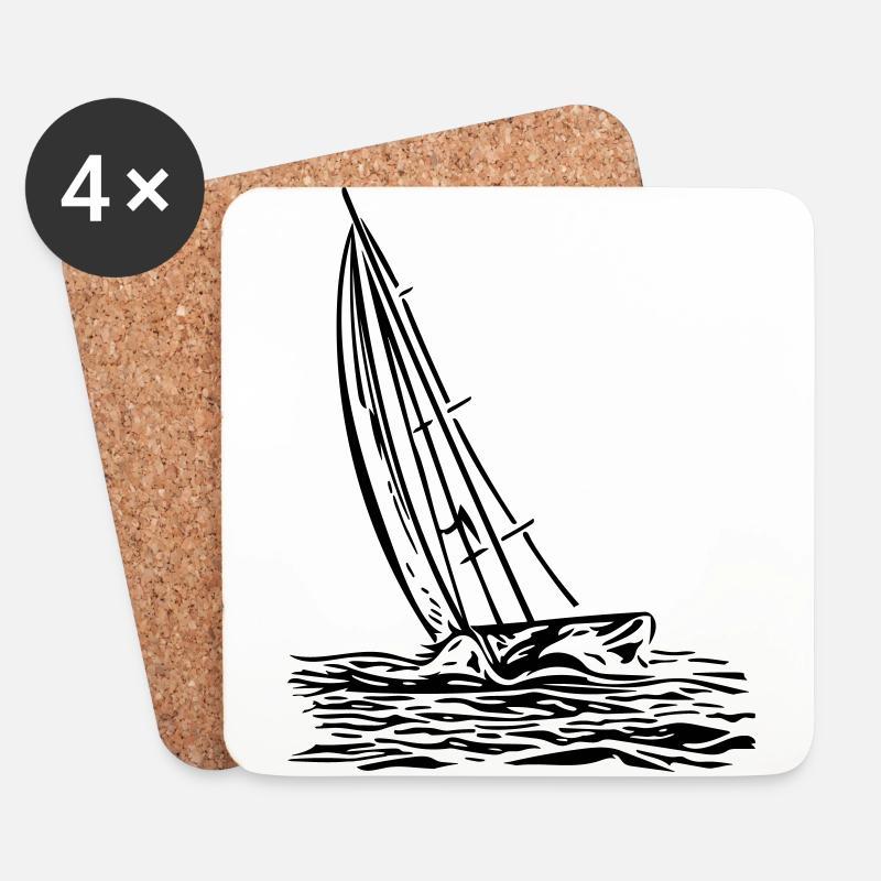Segelboot am Wind - Untersetzer (4er-Set) - Weiß