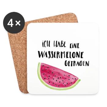 Ich habe eine Wassermelone getragen Dunkel - Untersetzer (4er-Set) - Weiß - Vorne