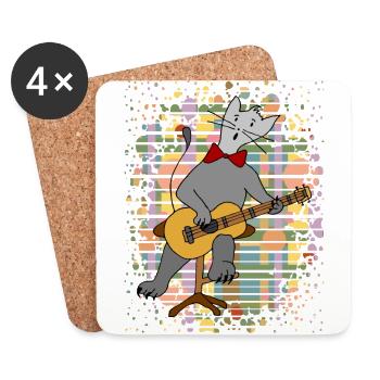 Cat - Coasters (set of 4) - white - Front