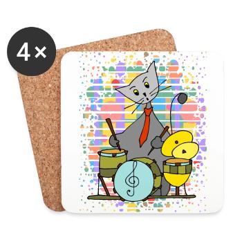 Cat - Coasters (set of 4) - white - Front