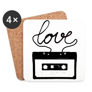 Love Music Compact Cassette Music - Dessous de verre (lot de 4) - blanc - Devant