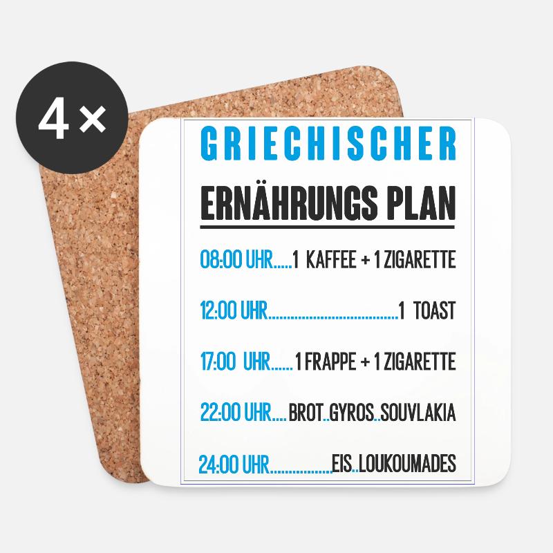 Griechischer Ernährungsplan - Untersetzer (4er-Set) - Weiß