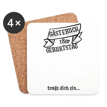 18. Geburtstag Gästebuch Geschenkidee - Untersetzer (4er-Set) - Weiß - Vorne