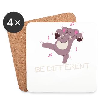 Soyez différent cadeau drôle d'éléphant - Dessous de verre (lot de 4) - blanc - Devant