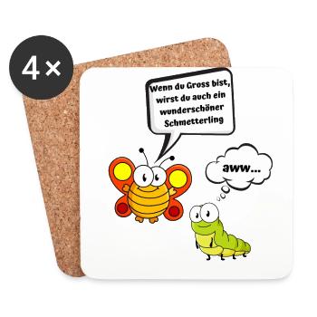 lustiges Schmetterling Raupen Dising - Untersetzer (4er-Set) - Weiß - Vorne