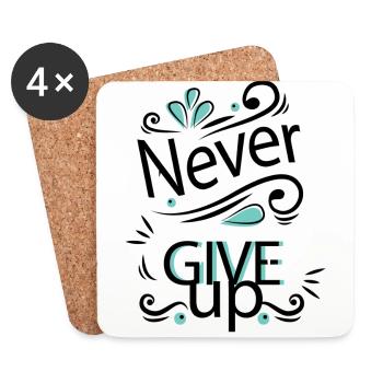 Never give up - Untersetzer (4er-Set) - Weiß - Vorne