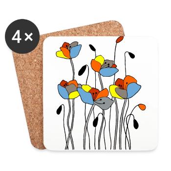 Blumen - Untersetzer (4er-Set) - Weiß - Vorne