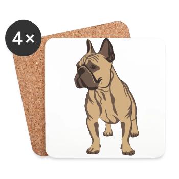 Bulldog français - Dessous de verre (lot de 4) - blanc - Devant