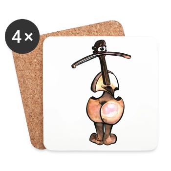 Butt violon sans écriture - Dessous de verre (lot de 4) - blanc - Devant