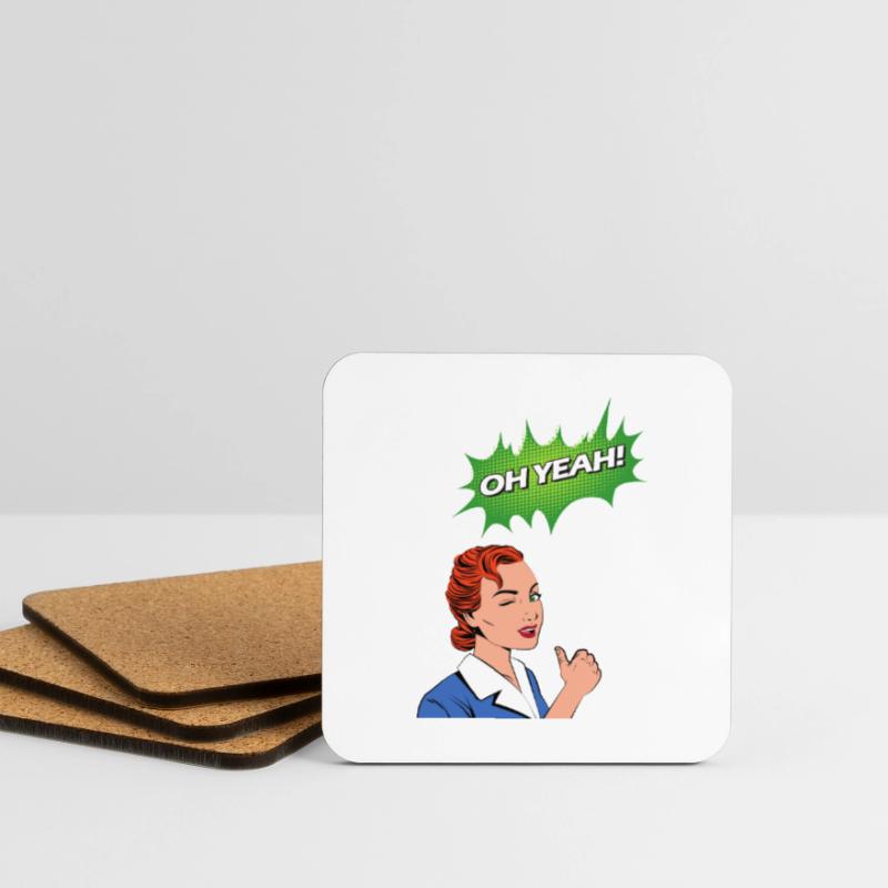 Oh yeah comic comic style cartoon speech bubble nerd Coasters (set of 4)
