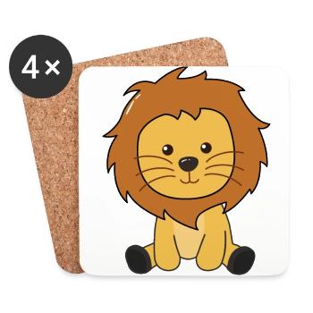 Lion animaux mignons pour enfants roi lion - Dessous de verre (lot de 4) - blanc - Devant