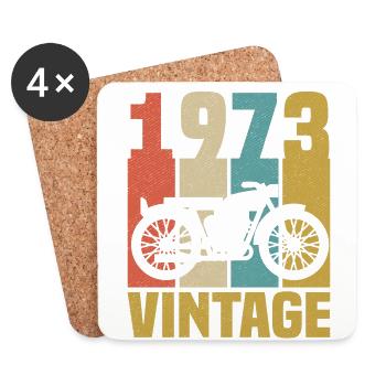 1973 Anniversaire Motard Vintage Cadeau Moto - Dessous de verre (lot de 4) - blanc - Devant