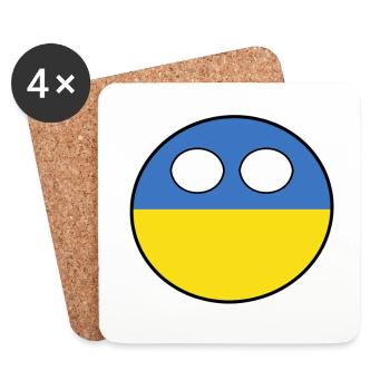 Countryball Land Heimat Ukraine - Untersetzer (4er-Set) - Weiß - Vorne