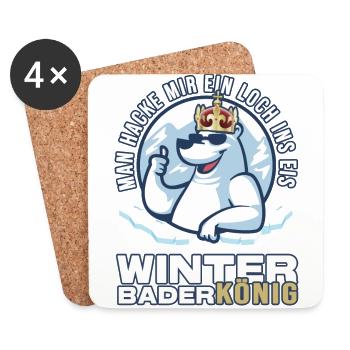 eisbader winterbader-könig eisbademeister eisbaden - Untersetzer (4er-Set) - Weiß - Vorne