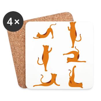 Yoga Cats - Untersetzer (4er-Set) - Weiß - Vorne