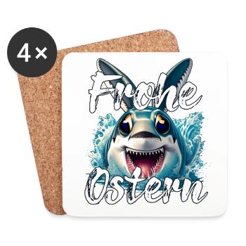 Easter shark instead of Easter egg - Coasters (set of 4) - white - Front