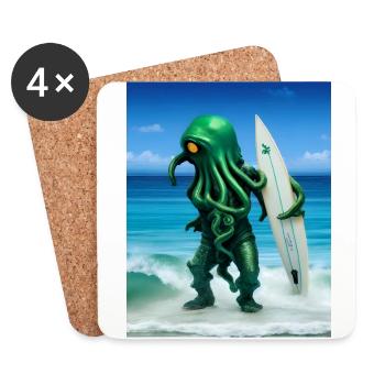 Surfing Octopus - Untersetzer (4er-Set) - Weiß - Vorne