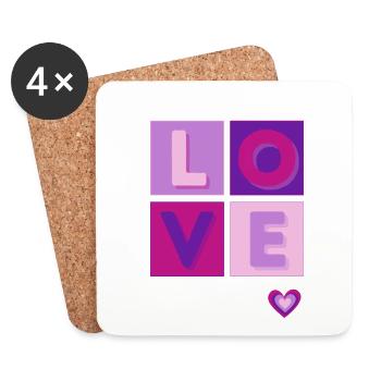 LOVE (Positive Design) - Coasters (set of 4) - white - Front