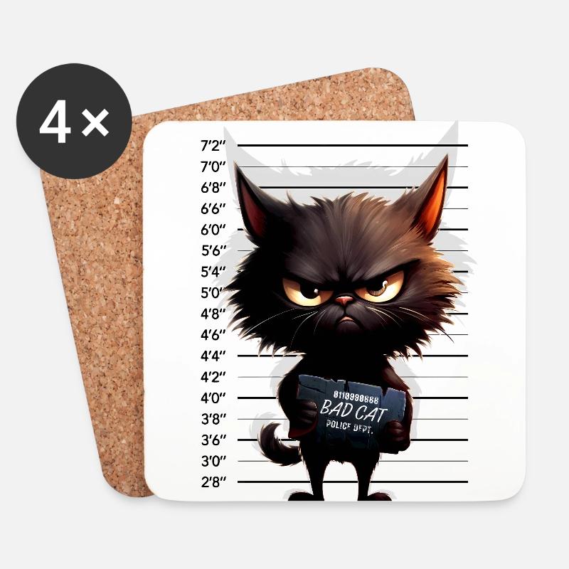BADCAT PoliceDept. - Untersetzer (4er-Set) - Weiß