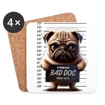 Mauvais chien PUG au département de police Böses Möpschen - Dessous de verre (lot de 4) - blanc - Devant