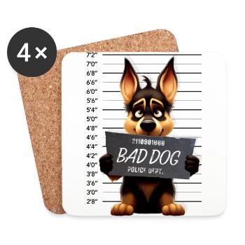 Bad Dog German Shepherd Schäferhund - Untersetzer (4er-Set) - Weiß - Vorne