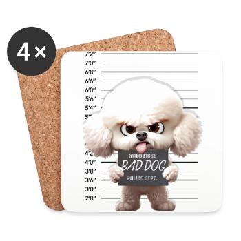 BAD DOG White Poodle dog Weisser Pudel - Untersetzer (4er-Set) - Weiß - Vorne