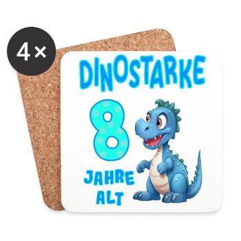 Dinostarke 8 Jahre alt 8 Geburtstag Geschenkidee - Untersetzer (4er-Set) - Weiß - Vorne