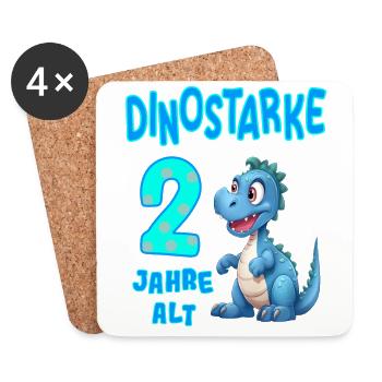 Dinostarke 2 Jahre alt 2. Geburtstag Geschenkidee - Untersetzer (4er-Set) - Weiß - Vorne