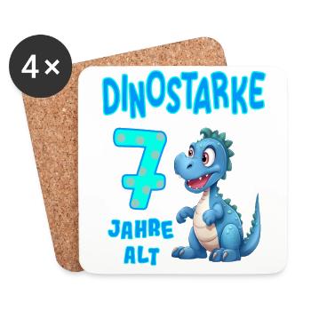 Dinostarke 7 Jahre alt Kindergeburtstag Geschenk - Untersetzer (4er-Set) - Weiß - Vorne