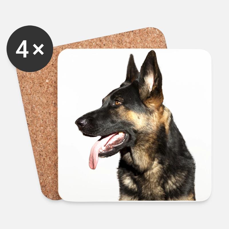 Deutscher Schäferhund Kopf - Untersetzer (4er-Set) - Weiß