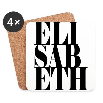 Elisabeth Nom Prénom Police moderne Word Art - Dessous de verre (lot de 4) - blanc - Devant