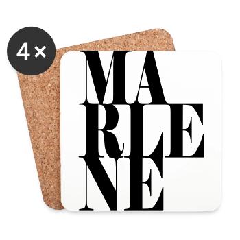 Marlene Nom Prénom Police moderne Word Art - Dessous de verre (lot de 4) - blanc - Devant