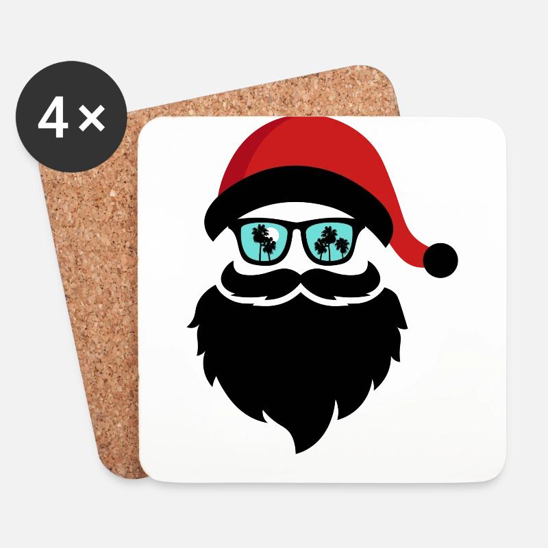 Weihnachtsmann Palmen - Untersetzer (4er-Set) - Weiß