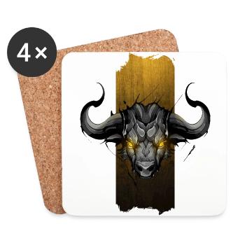 Majestic african buffalo: Essence of the Savannah - Coasters (set of 4) - white - Front