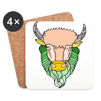 Taureau Stier - Dessous de verre (lot de 4) - blanc - Devant