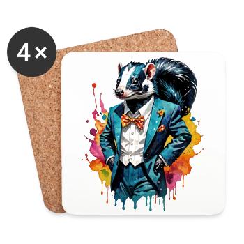 Skunk en costume - Dessous de verre (lot de 4) - blanc - Devant