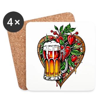 I love beer - Coasters (set of 4) - white - Front
