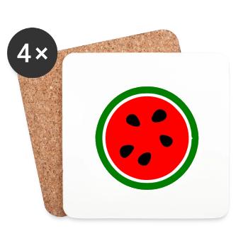 Melon pastèque de Palestine gratuit - Dessous de verre (lot de 4) - blanc - Devant