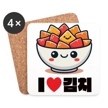 I Love Kimchi Bowl Korean Food - Coasters (set of 4) - white - Front