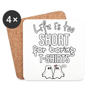 T-shirts avec des phrases amusantes - Fantasmitas 01 - Dessous de verre (lot de 4) - blanc - Devant