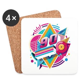 Rétro Party 80s 70s 90s Cadeau Festival de musique - Dessous de verre (lot de 4) - blanc - Devant